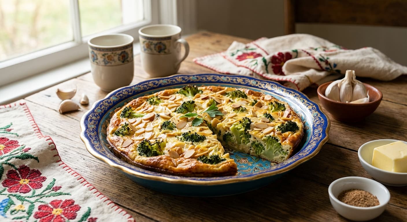 Paye Broccoli — Persian-Inspired Creamy Broccoli & Almond Pie - authentic persian recipe