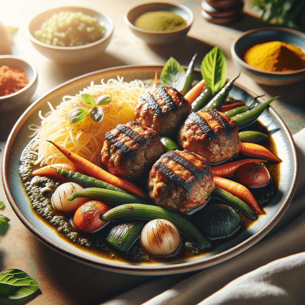 Persian-Style Meatballs with Marinated Vegetables (Goosht-e Ghelgheli ba Sabzijat)