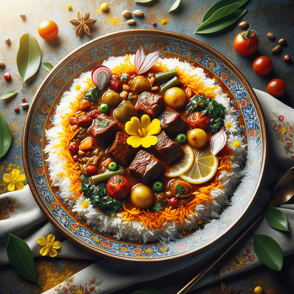 Colorful Persian Meat & Pepper Stew with Rice