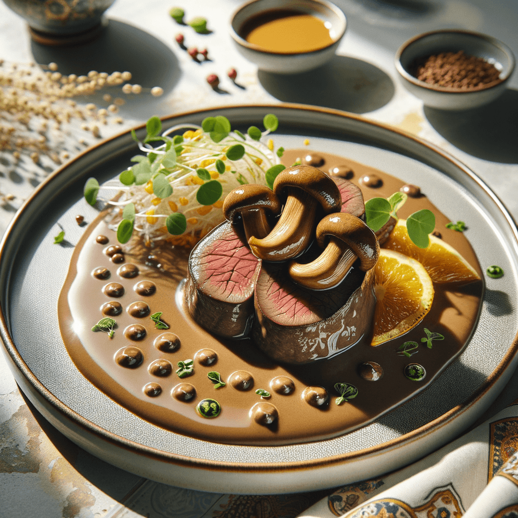 Braised Beef Tongue with Savory Mushroom Sauce