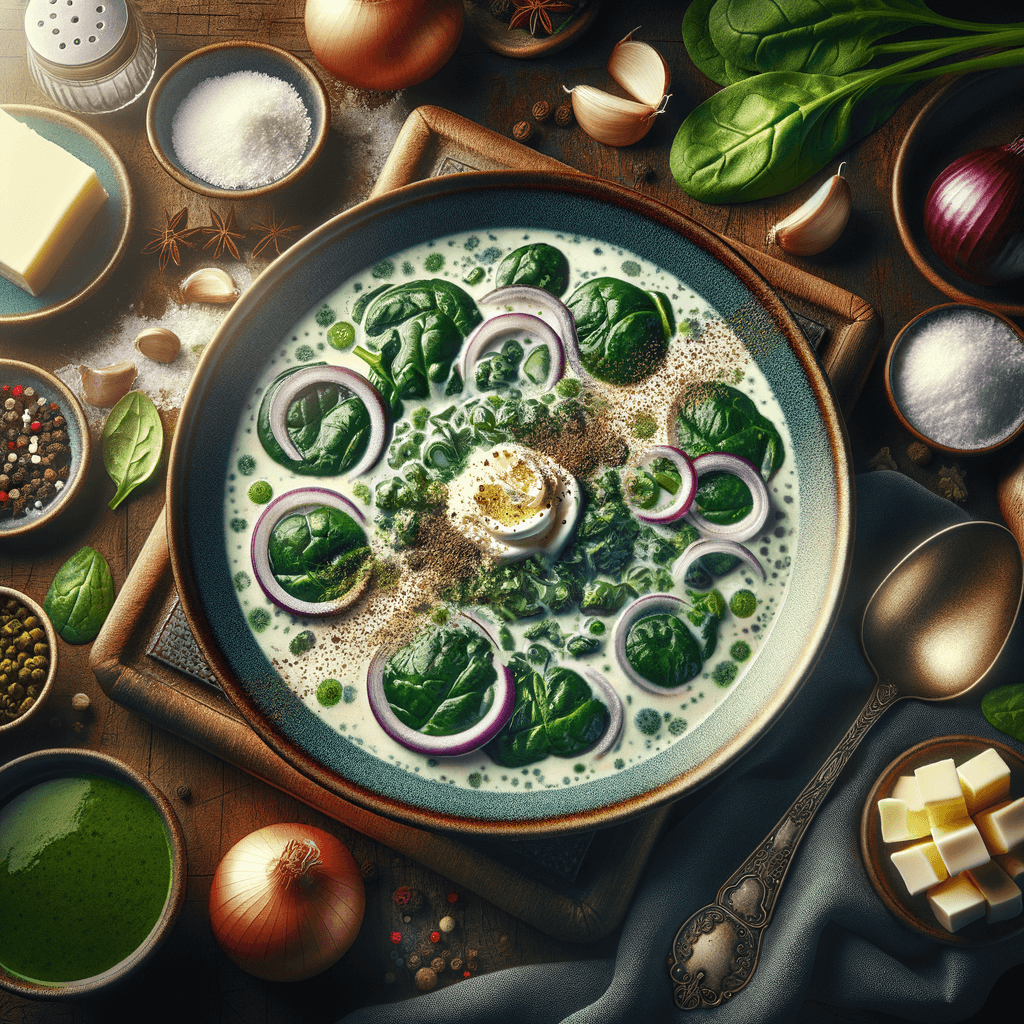Hungarian-Style Creamy Spinach Soup with Eggs