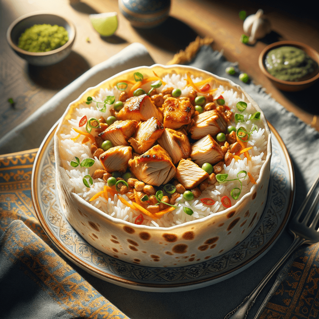 Cheesy Chicken & Tomato Rice Burritos