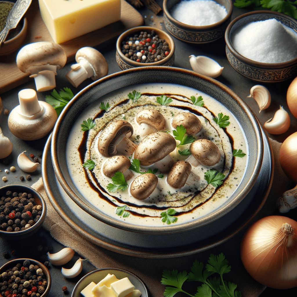 Creamy Mushroom Soup with Gouda Cheese