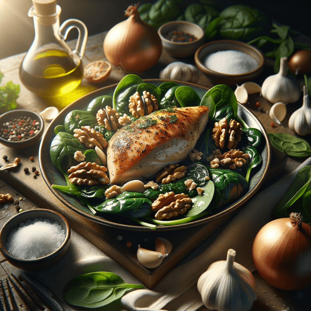Creamy Chicken Breast with Spinach & Walnut Sauce
