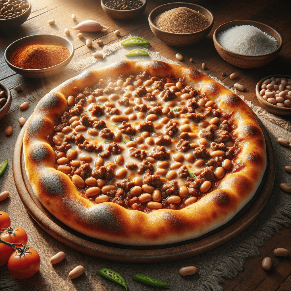 Hearty Bean & Ground Meat Pizza with Zucchini Cream