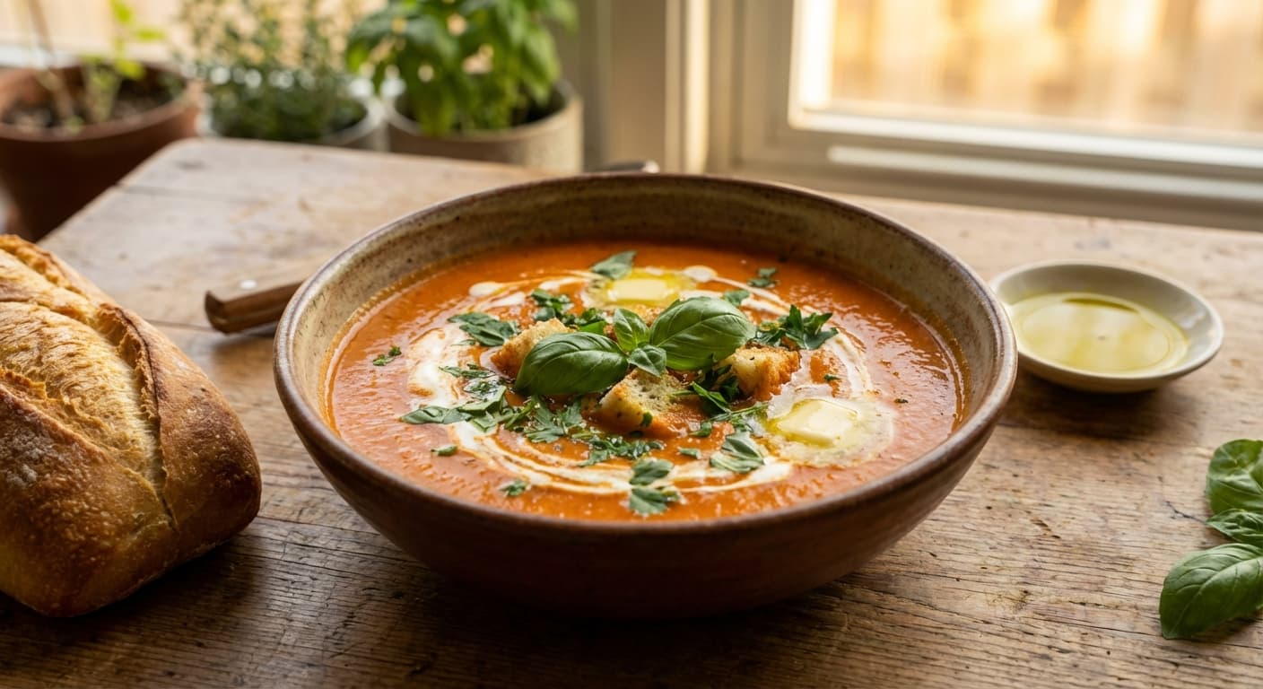 Soup-e Reyhan va Gojeh Farangi — Persian Basil and Tomato Soup - authentic persian recipe