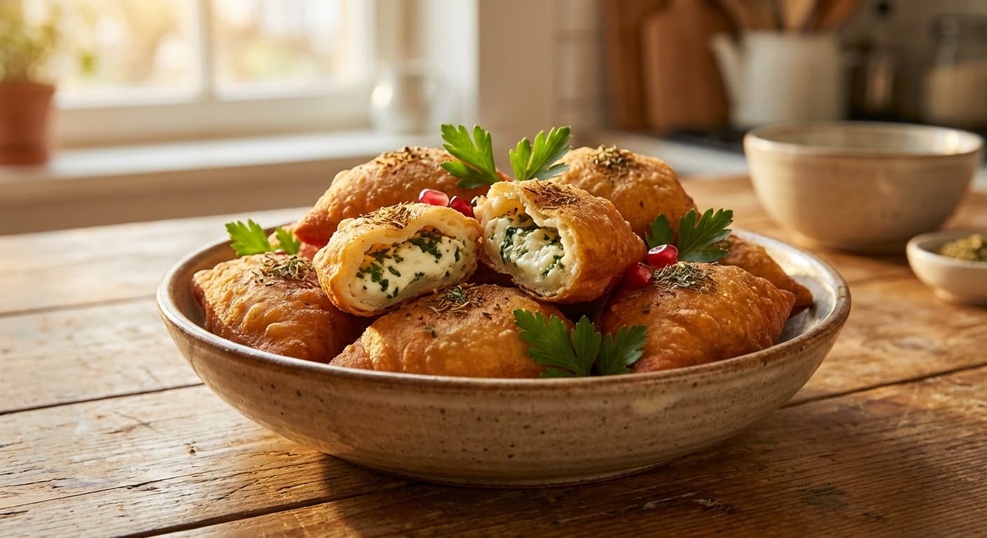 Pirashki Paniri va Jafari — Persian Cheese and Parsley Fried Pockets - authentic persian recipe