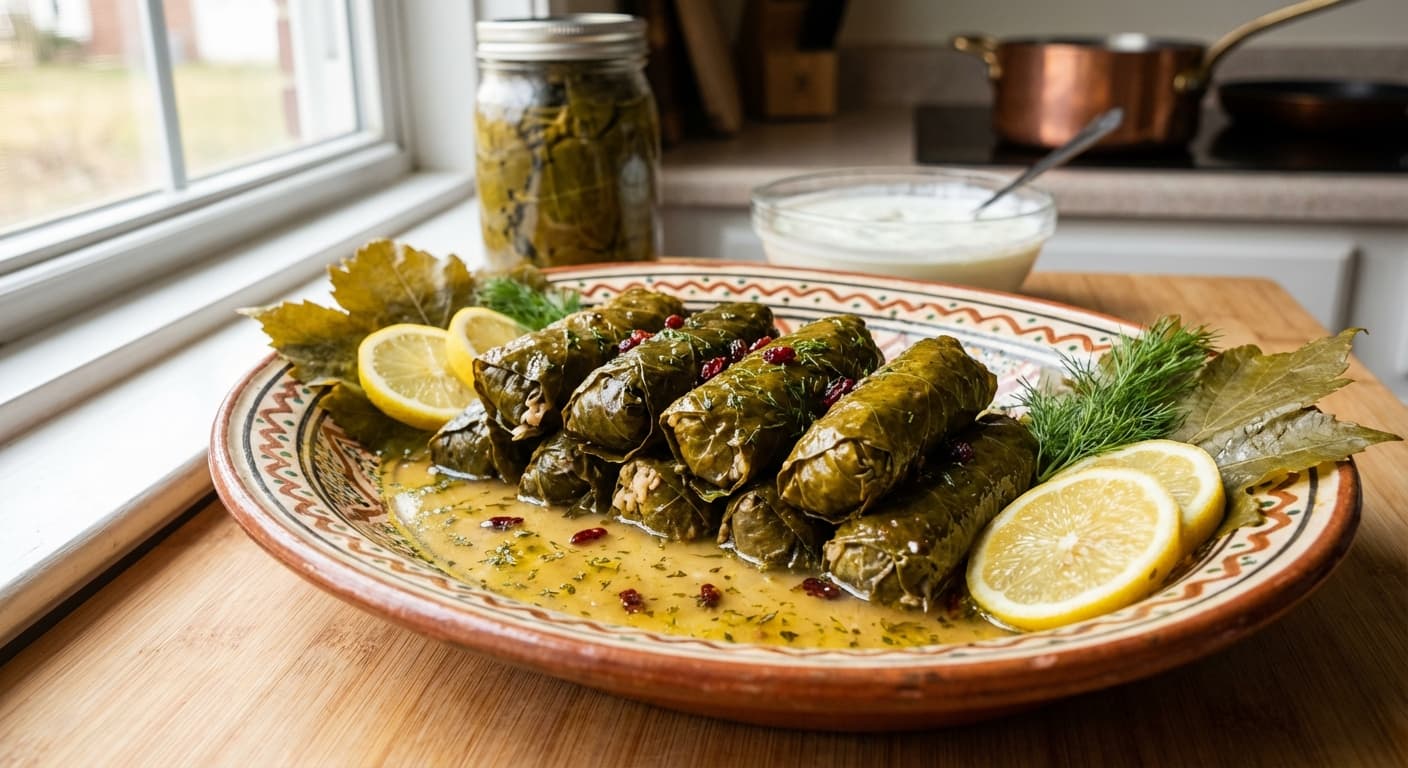 Dolmeh Barg-e Mo — Persian Stuffed Grape Leaves with Chicken - authentic persian recipe