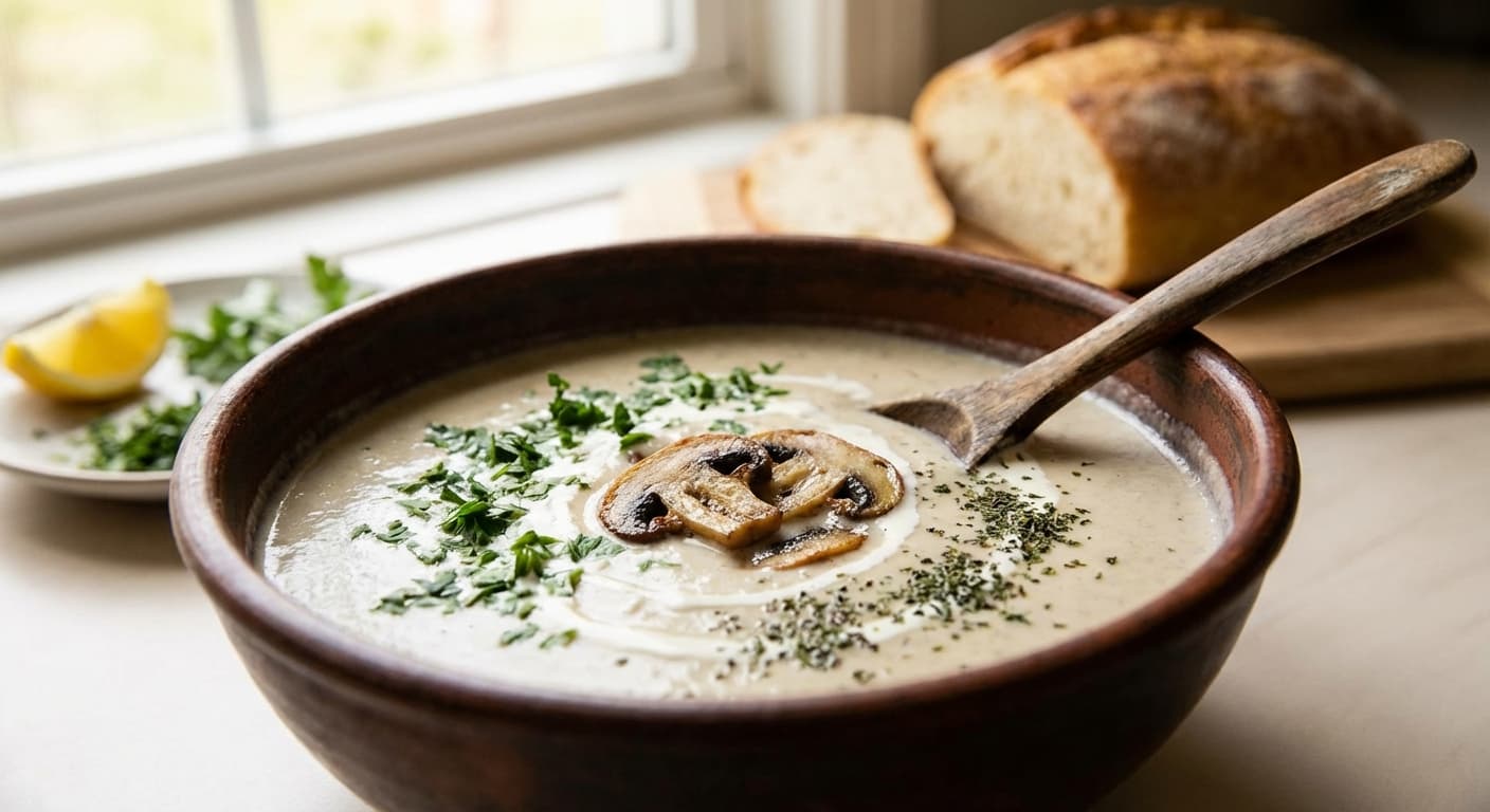 Soup-e Gharch ba Shir — Persian Creamy Mushroom Soup - authentic persian recipe