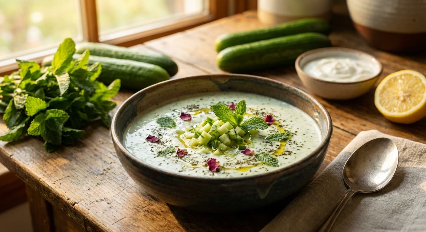 Soop-e Khiyaar va Na’naa — Persian Cucumber and Mint Yogurt Soup - authentic persian recipe