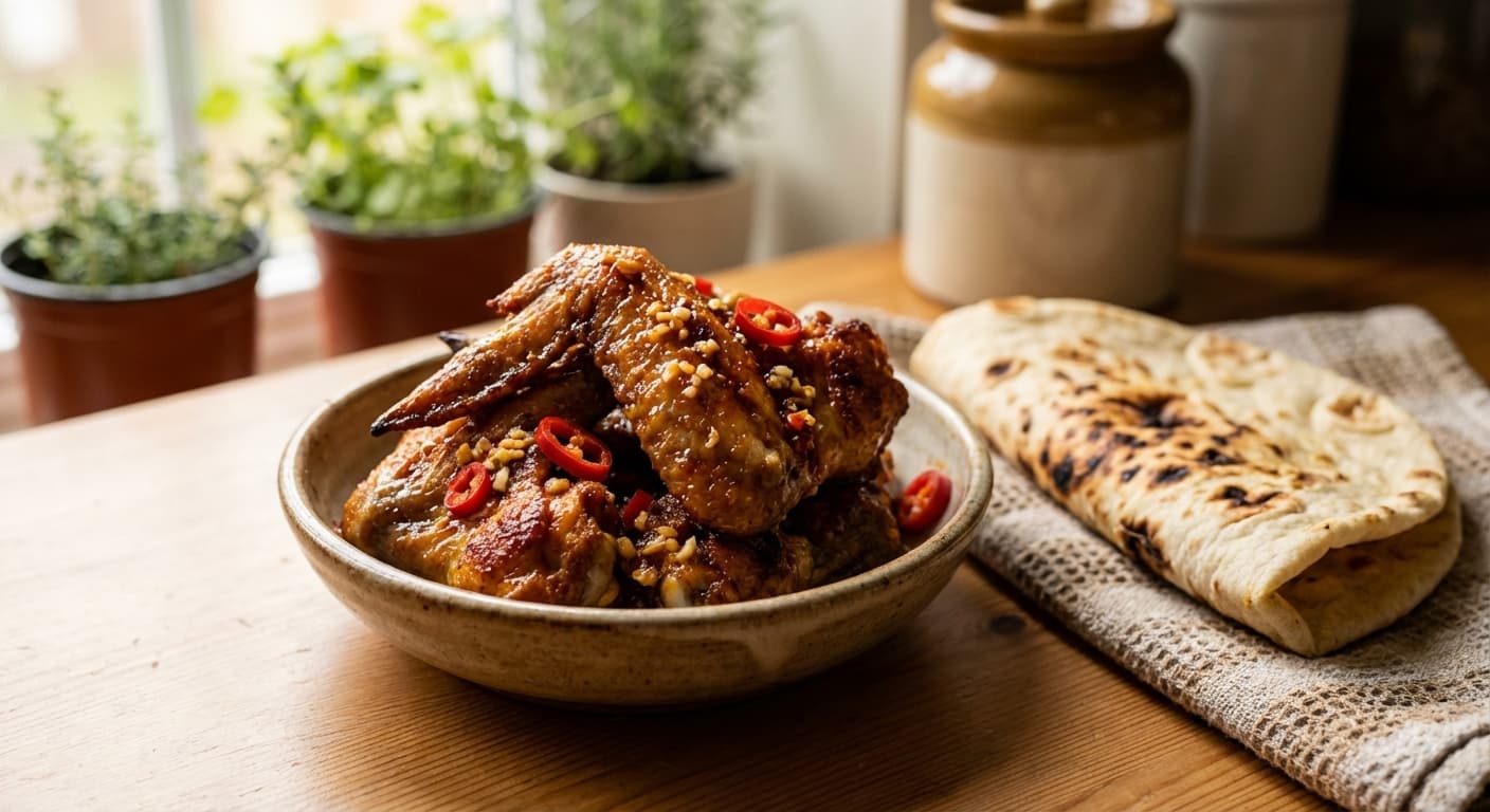 Bal-e Morgh ba Sos-e Sir — Persian Garlic Chili Chicken Wings - authentic persian recipe