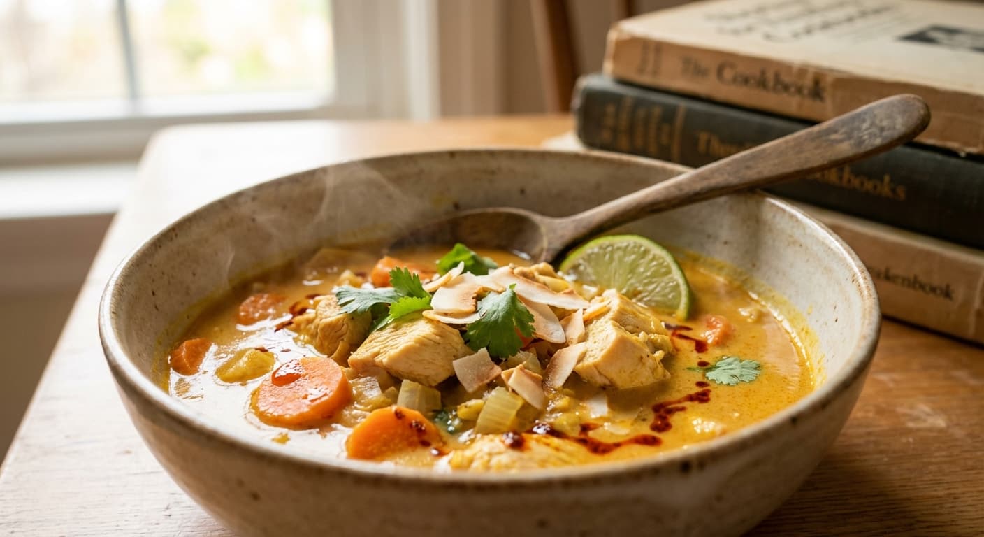 Shorba-ye Kari-ye Narjil — Persian-Inspired Coconut Chicken Curry Soup - authentic persian recipe