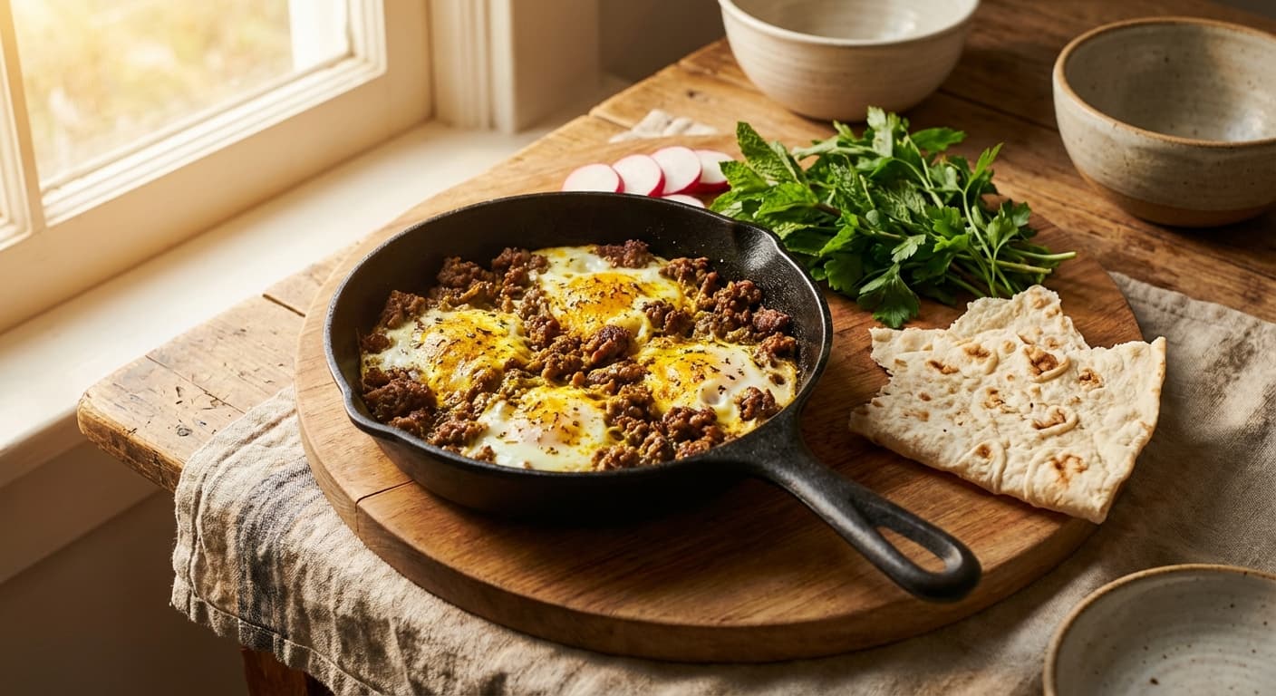 Omelet Goosht va Tokhm Morgh — Persian Meat and Egg Omelet - authentic persian recipe