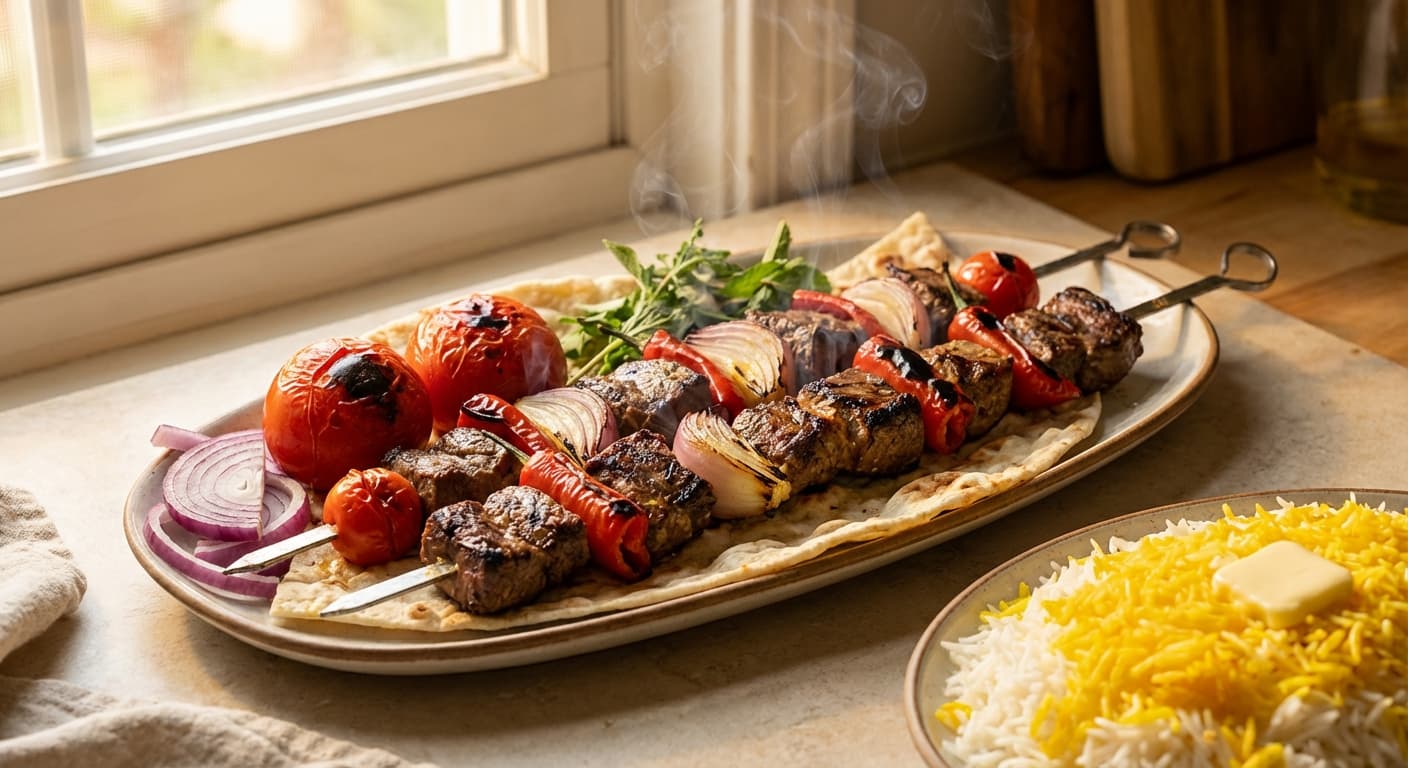 Kabab-e Chenjeh — Persian-Style Saffron Yogurt Shish Kebab - authentic persian recipe