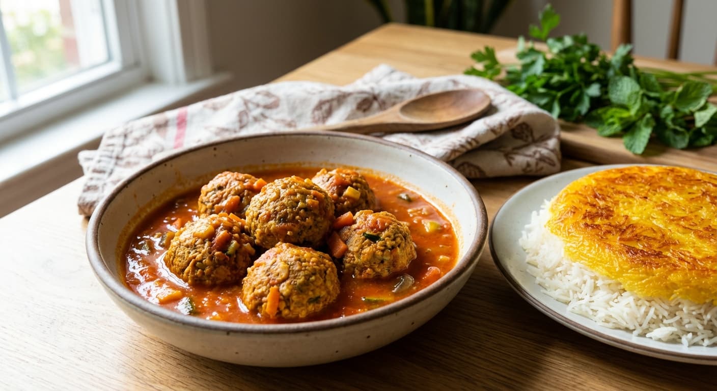 Kufteh-ye Soya — Persian Soy & Vegetable Koofteh in Tomato Broth - authentic persian recipe