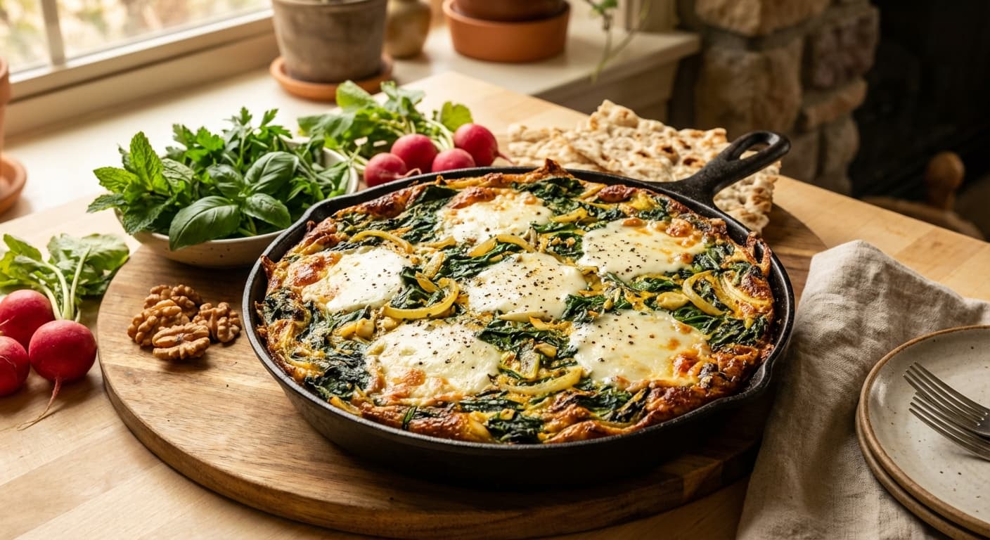 Kuku Esfenaj — Persian Spinach Frittata with Mozzarella - authentic persian recipe