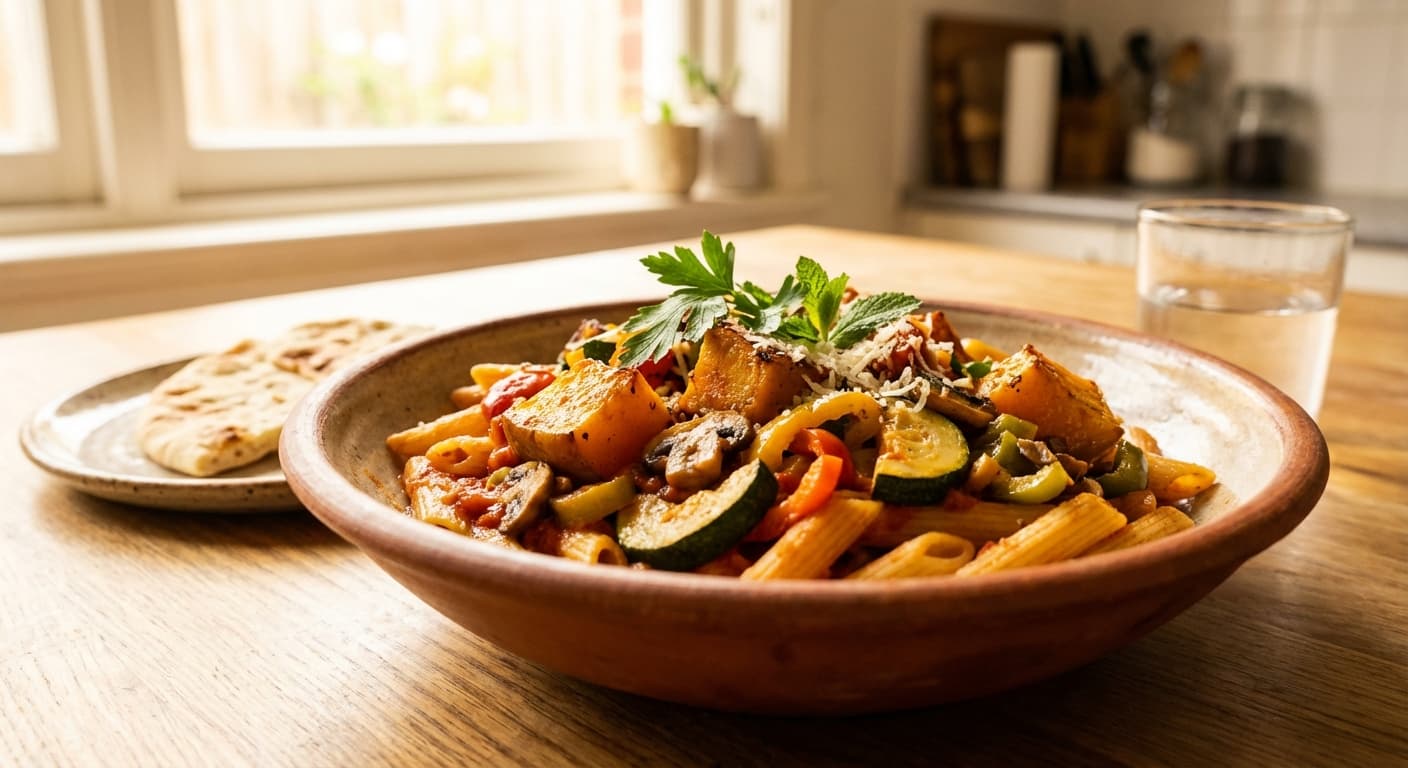 Pasta-ye Goje Farangi va Kadoo — Persian-Style Tomato and Pumpkin Pasta - authentic persian recipe