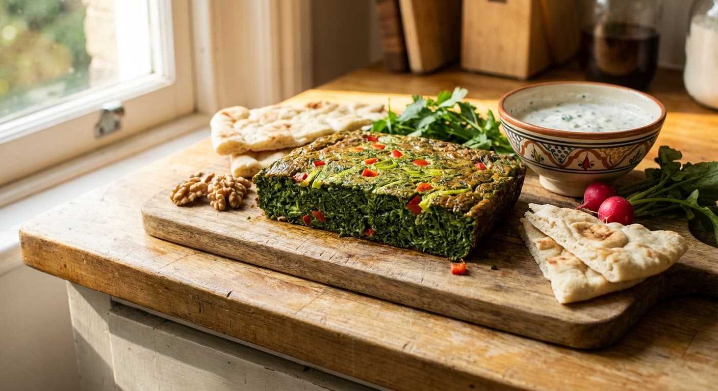 Kuku Sabzi — Persian Winter Leek & Spinach Herb Frittata - authentic persian recipe