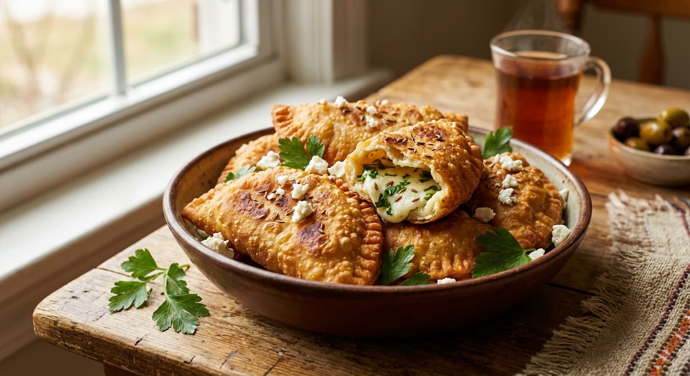 Pirashki Paniri — Persian Fried Cheese and Parsley Turnovers - authentic persian recipe
