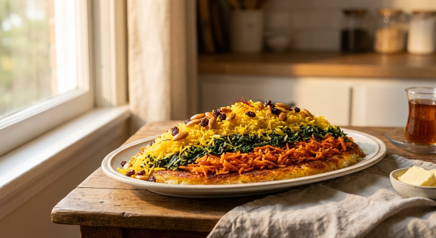 Polo Se Rang — Persian Three-Colored Rice - authentic persian recipe