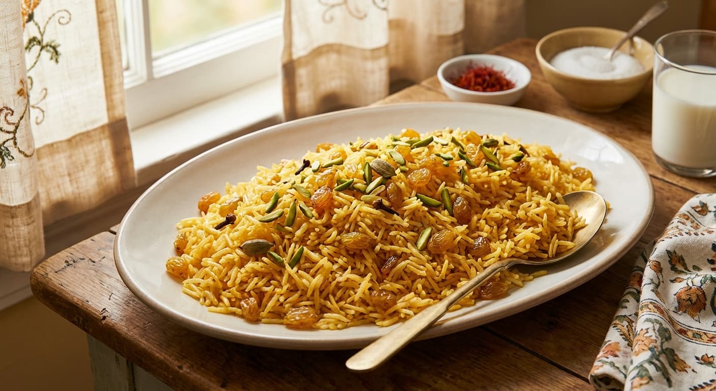 Polo Shirini Zaferani — Persian Saffron Sweet Rice - authentic persian recipe