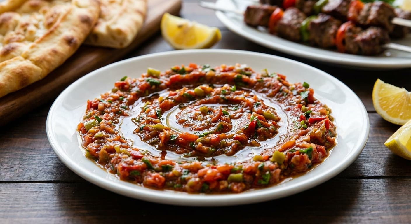 Acılı Ezme — Turkish Spicy Tomato & Pepper Meze - authentic turkish recipe