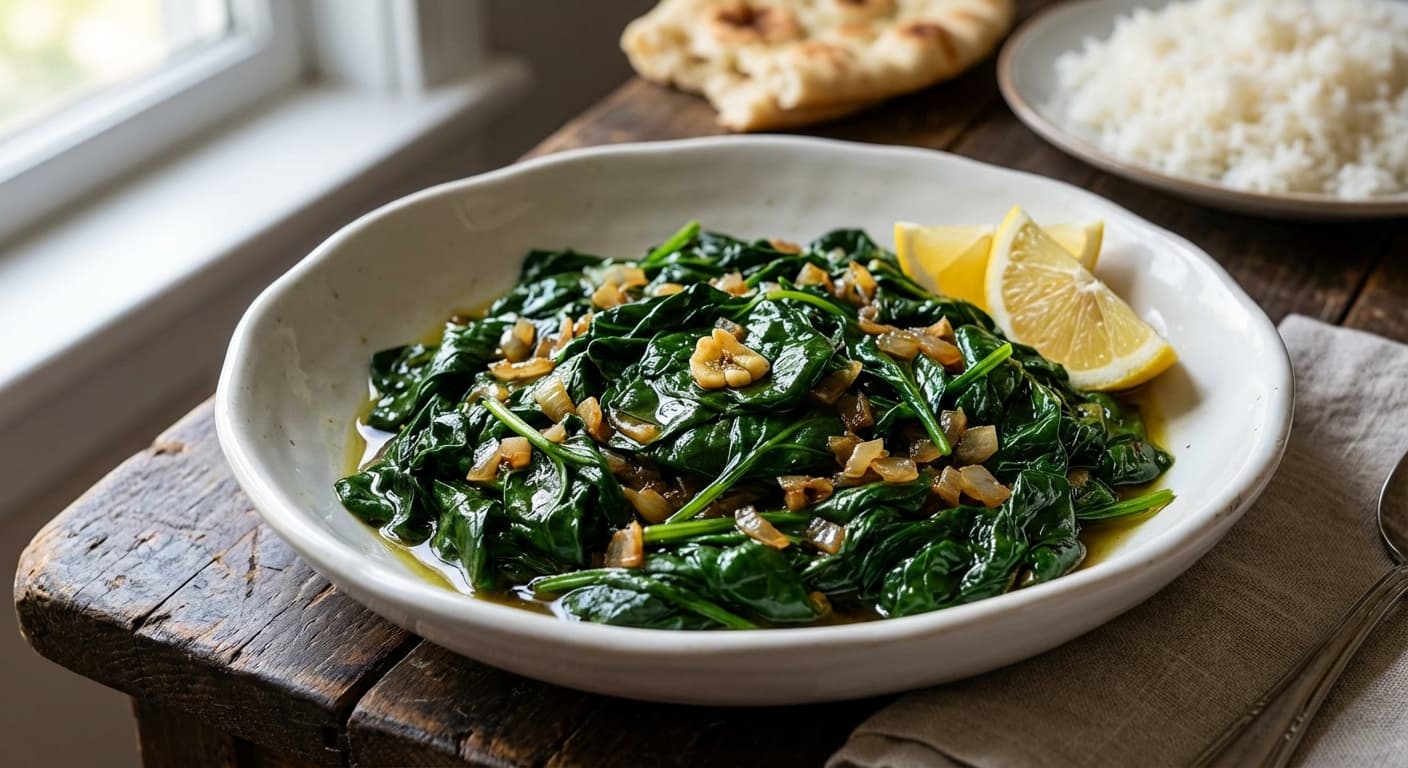 Afghan Sabzi — Sautéed Spinach with Garlic and Gentle Spices - authentic afghan recipe