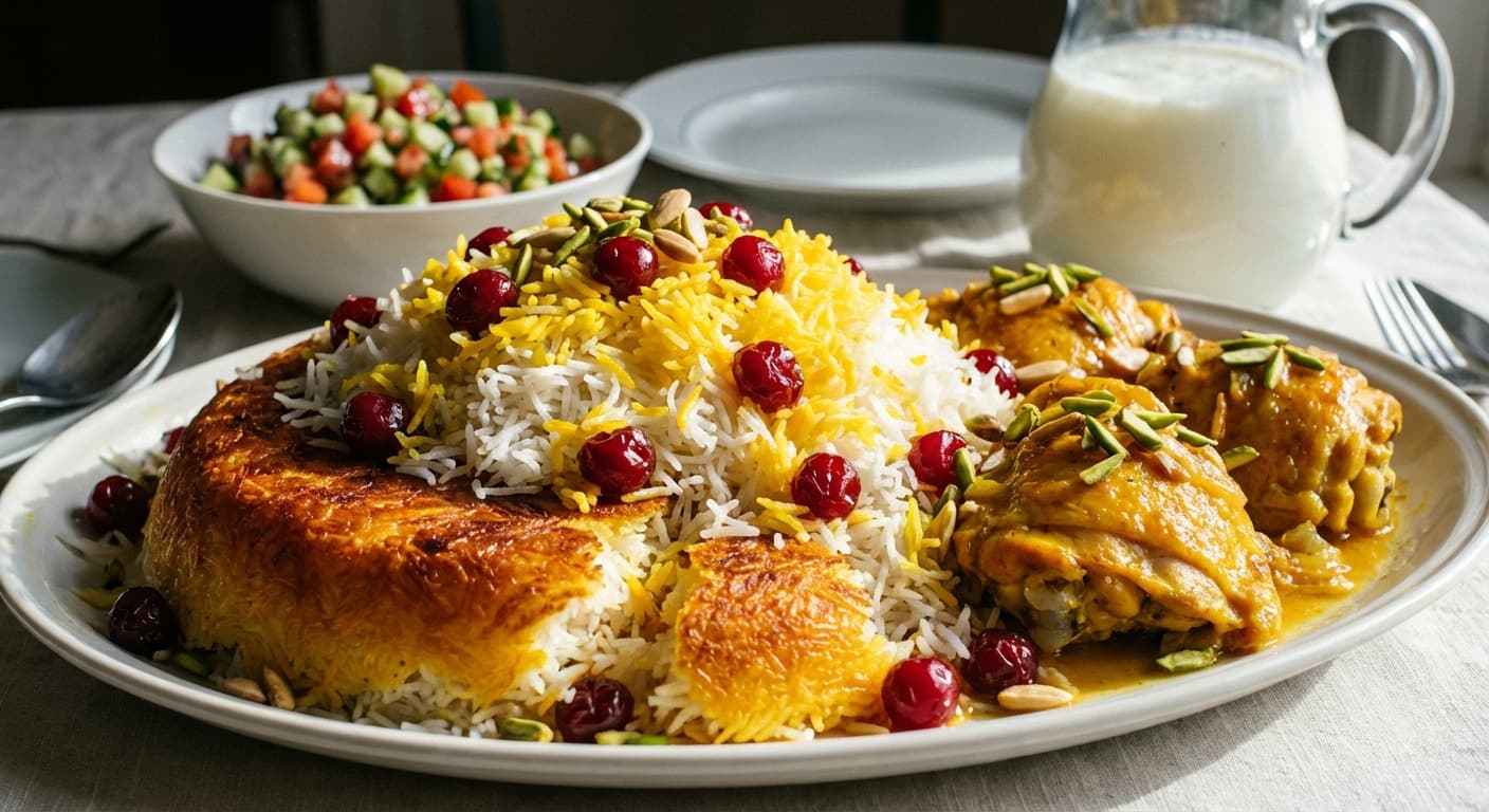 Sour Cherry Rice with Chicken - authentic persian recipe