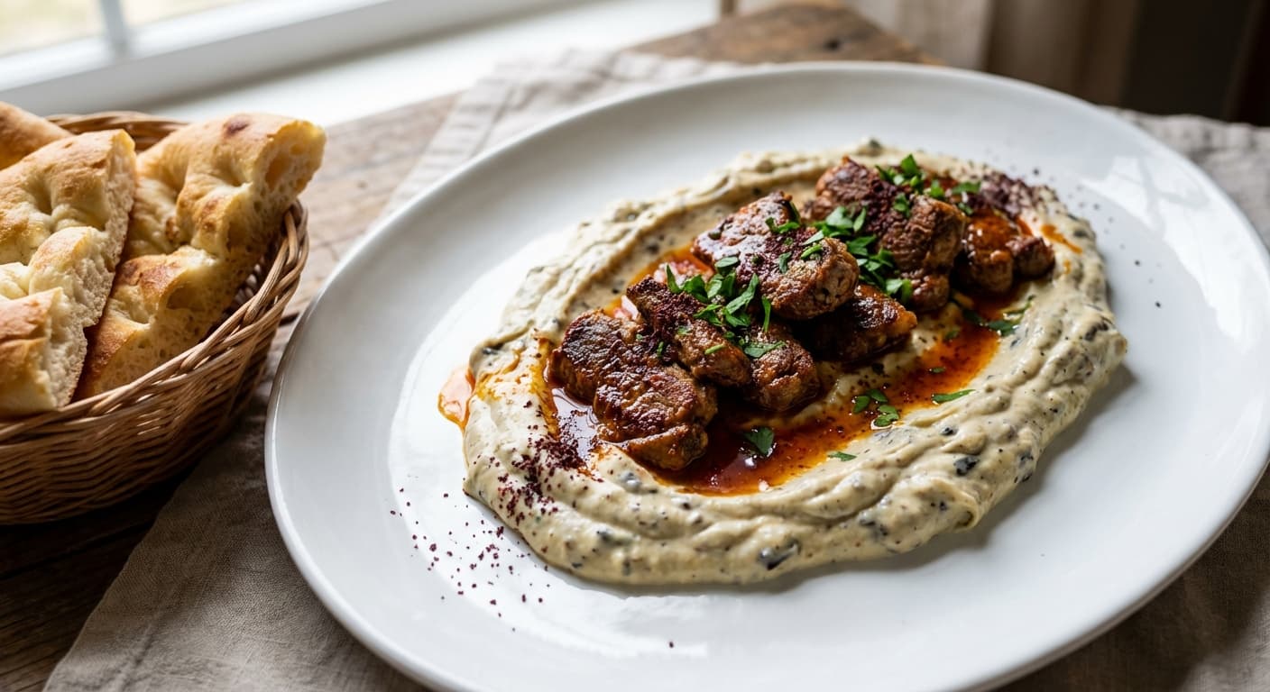 Ali Nazik Kebab — Turkish smoky eggplant-yogurt with lamb kebab - authentic turkish recipe