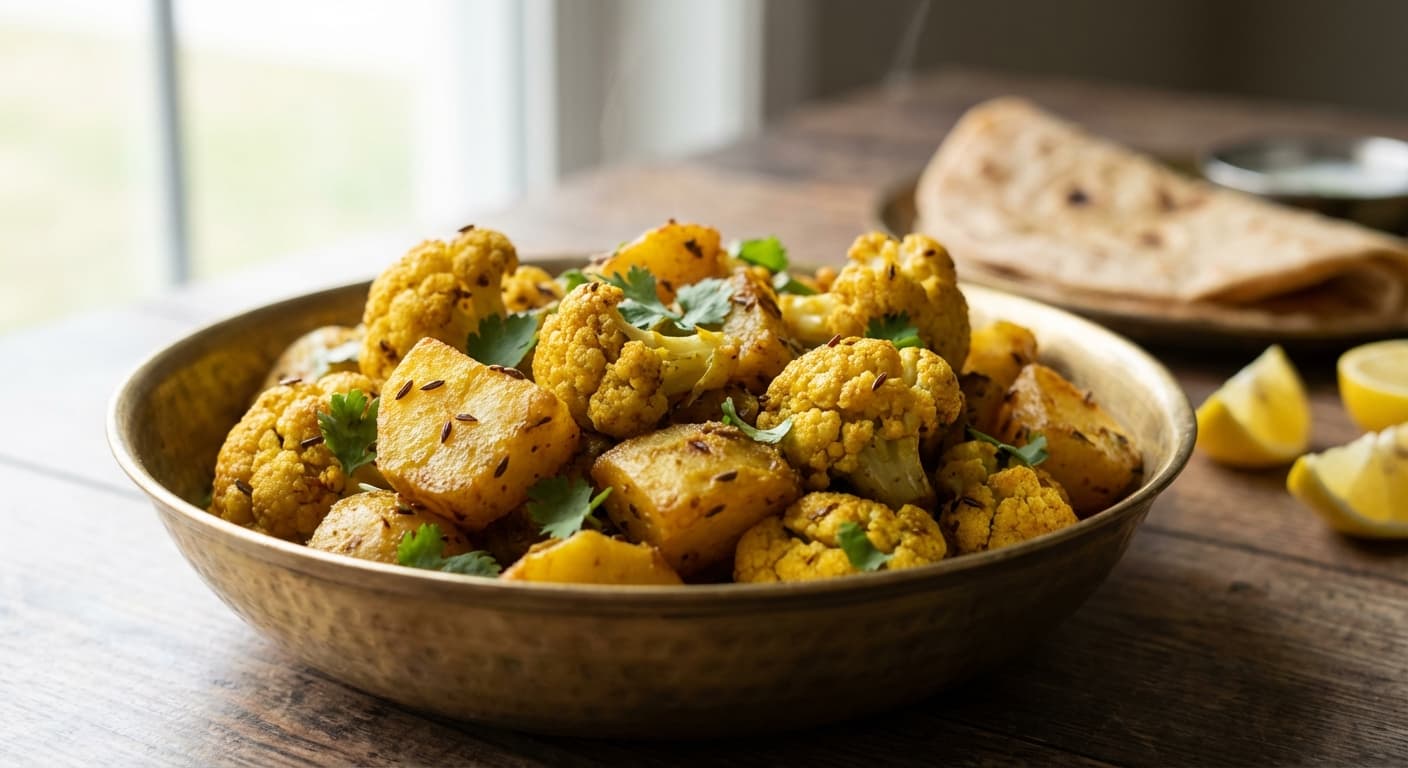 Aloo Gobi — Indian Potato and Cauliflower Dry Curry with Turmeric - authentic indian recipe