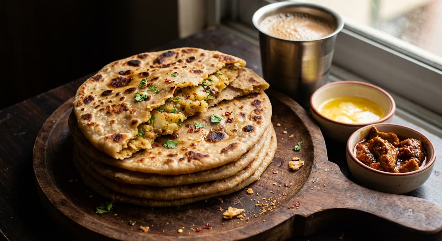 Aloo Paratha — Indian Potato-Stuffed Breakfast Flatbread - authentic indian recipe