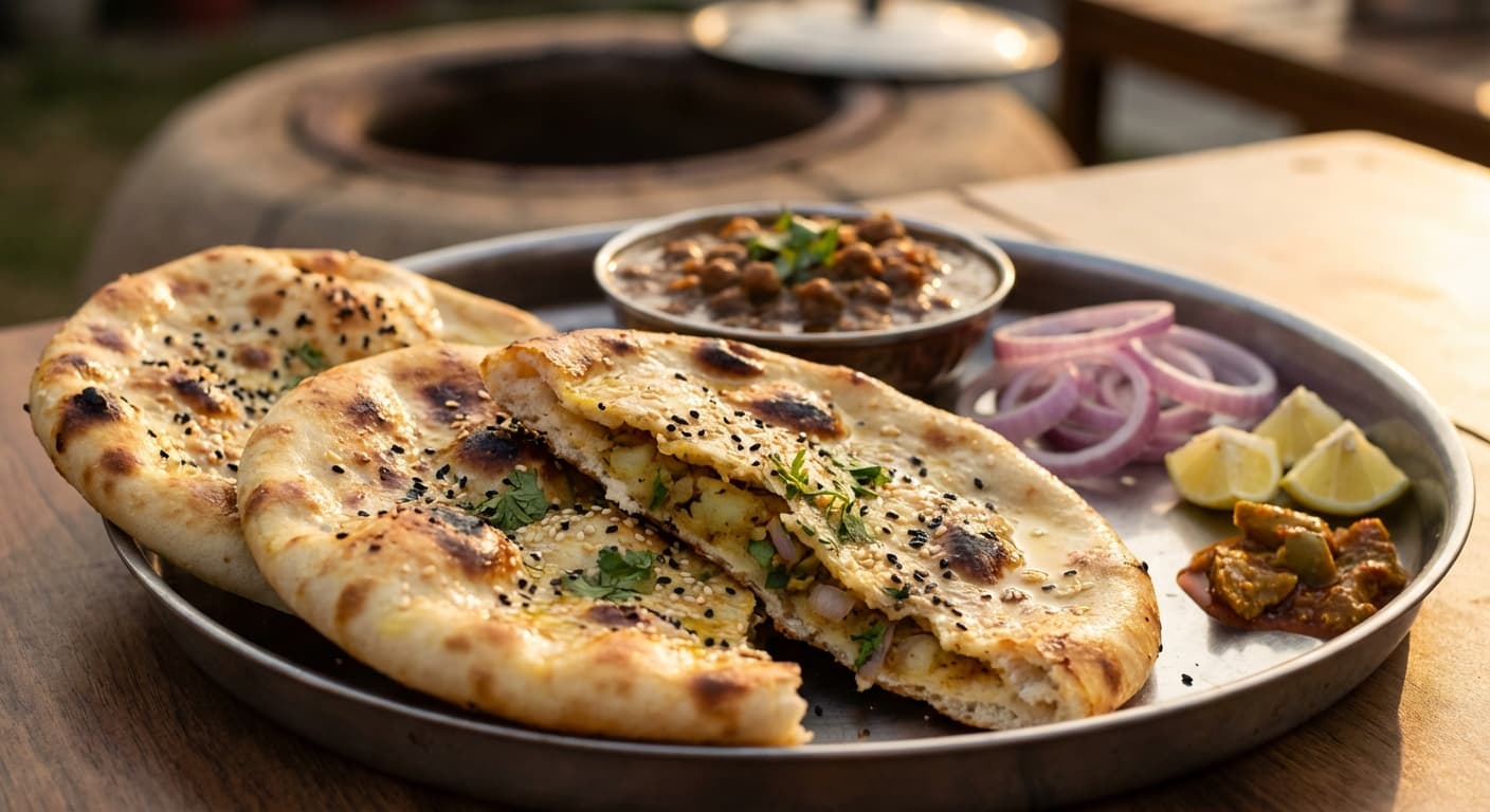 Amritsari Kulcha — Tandoor-Baked Stuffed Leavened Bread - authentic indian recipe