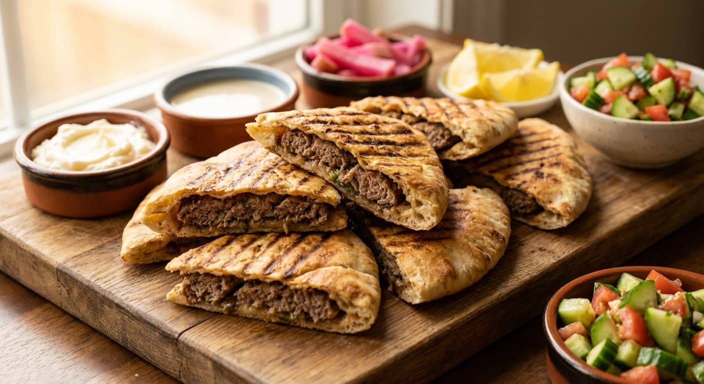 Arayes — Lebanese Grilled Pita Stuffed with Spiced Lamb - authentic lebanese recipe