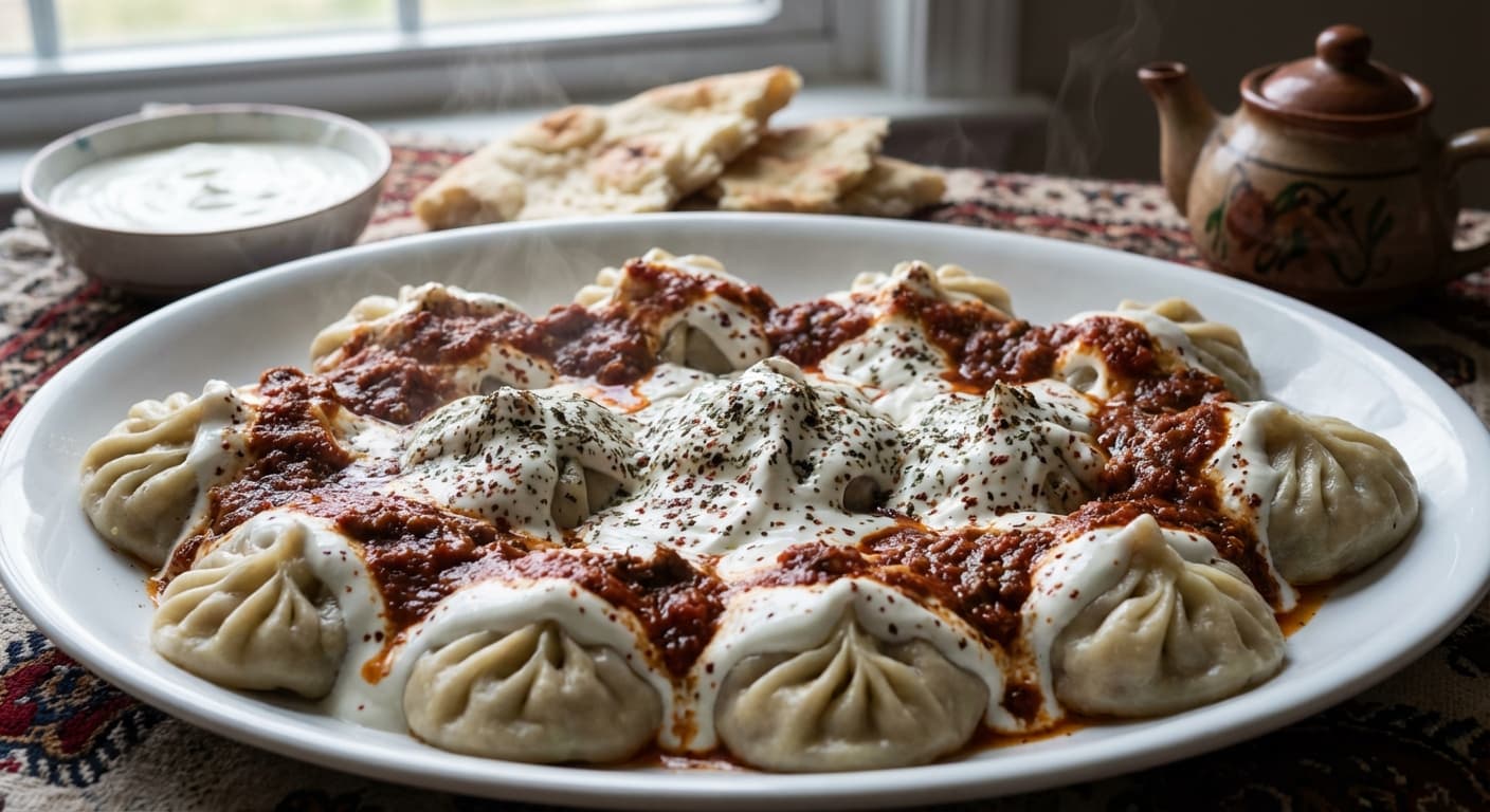 Ashak — Afghan Scallion Dumplings with Yogurt and Tomato Sauce - authentic afghan recipe