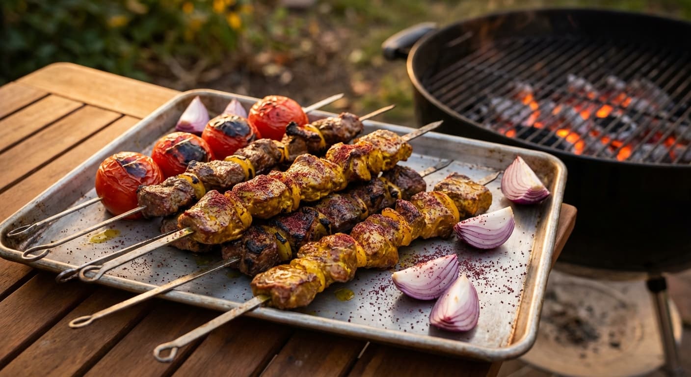 Authentic Persian Kabab Chenjeh — Saffron-Onion Marinated Grilled Lamb Skewers - authentic persian recipe