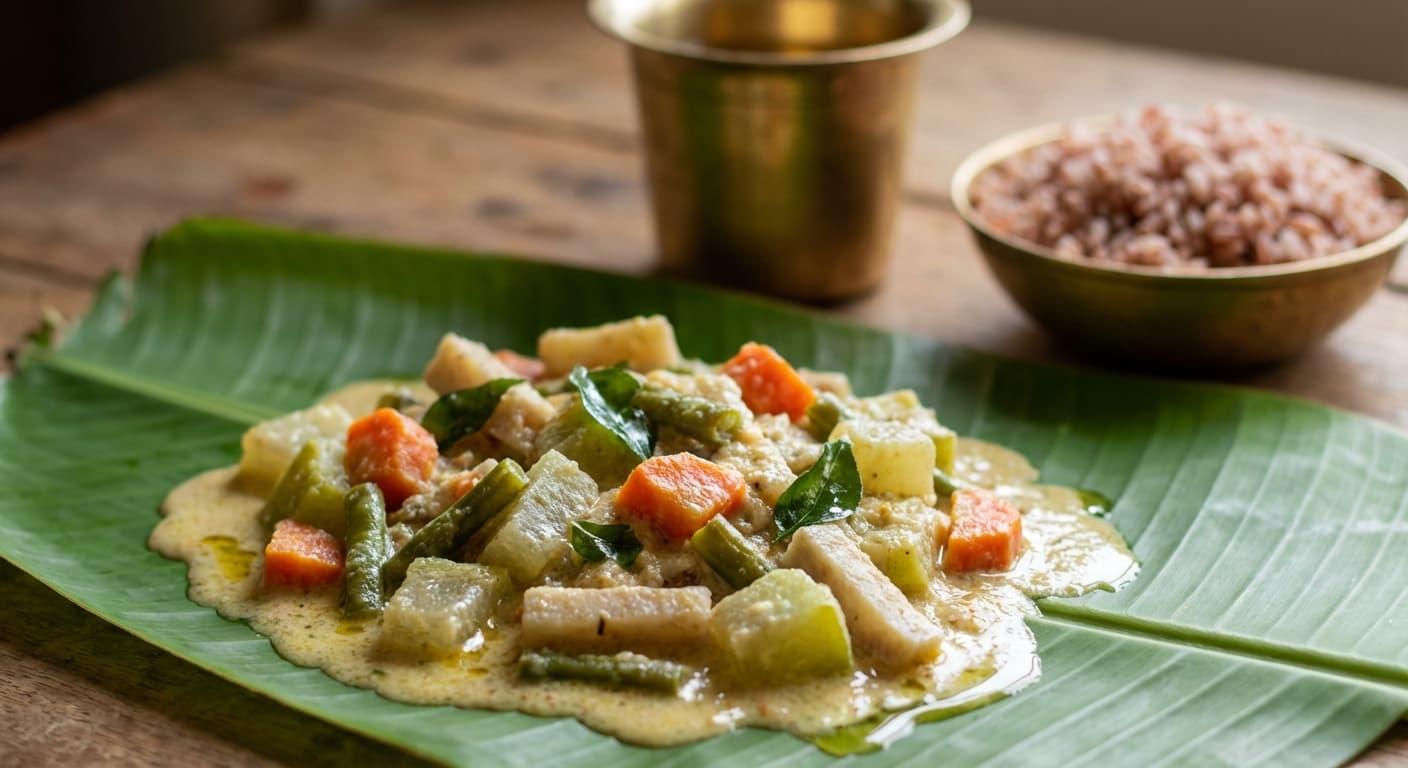 Avial — Kerala mixed vegetables in coconut-yogurt gravy - authentic indian recipe