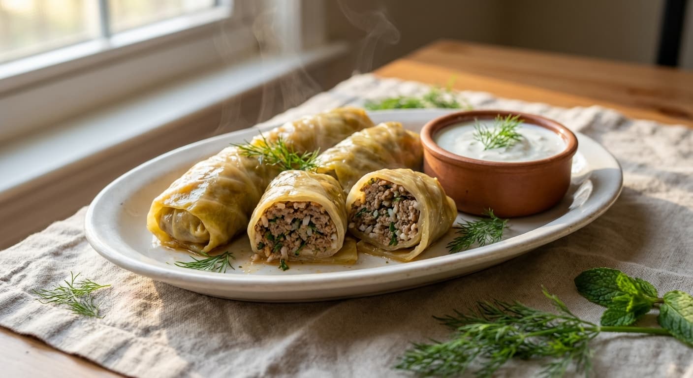Azerbaijani Cabbage Dolma — Cabbage Leaves Stuffed with Herbed Meat and Rice - authentic azerbaijani recipe