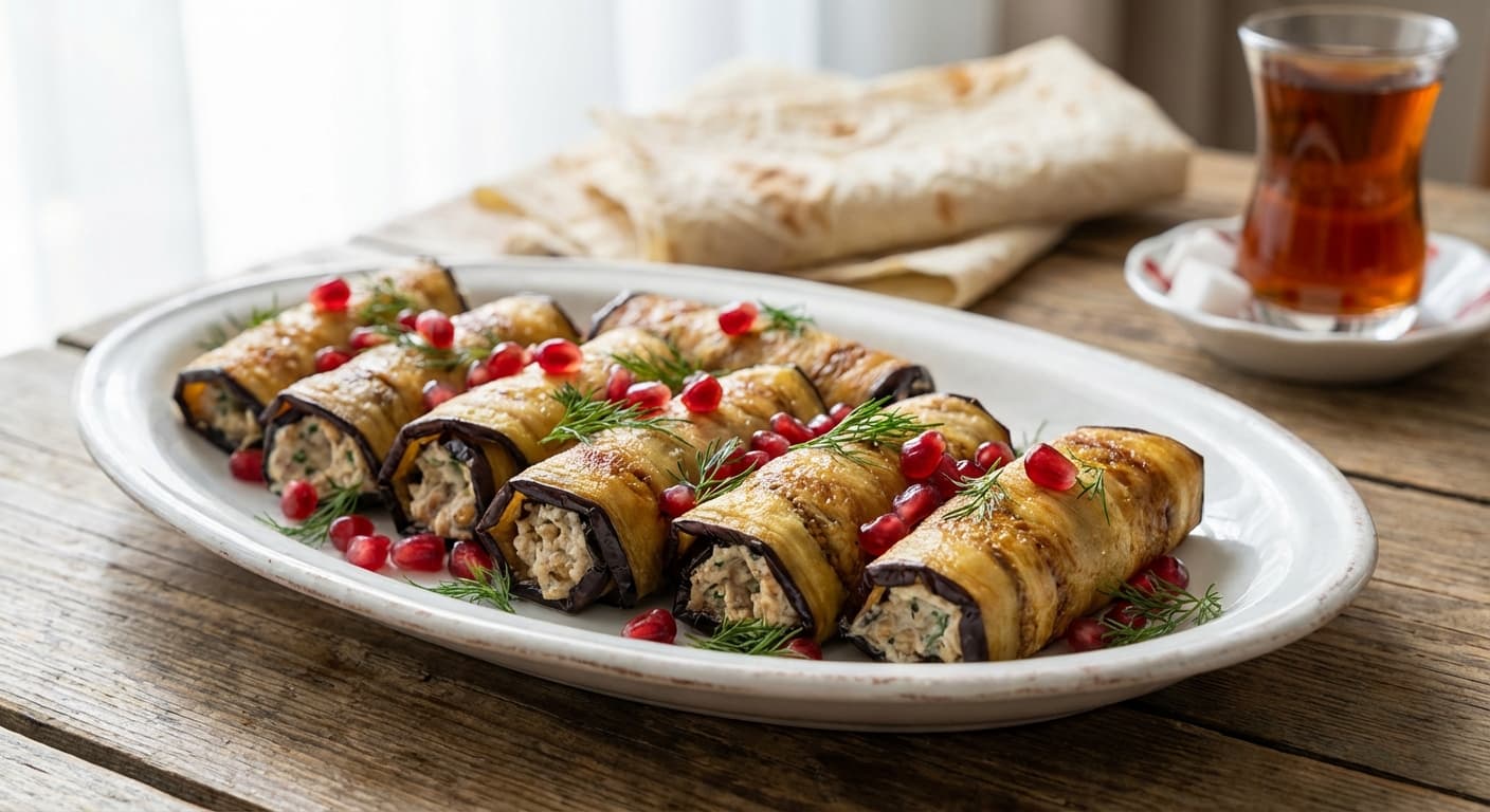 Eggplant Roll-Ups — Azerbaijani Fried Eggplant with Garlic Filling - authentic azerbaijani recipe