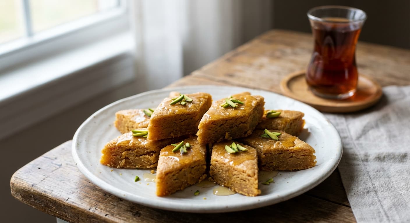 Azerbaijani Saffron Flour Halva — Toasted flour halva scented with saffron - authentic azerbaijani recipe