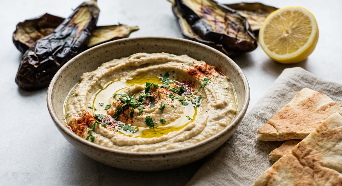 Baba Ganoush — Lebanese Smoky Roasted Eggplant Dip - authentic lebanese recipe