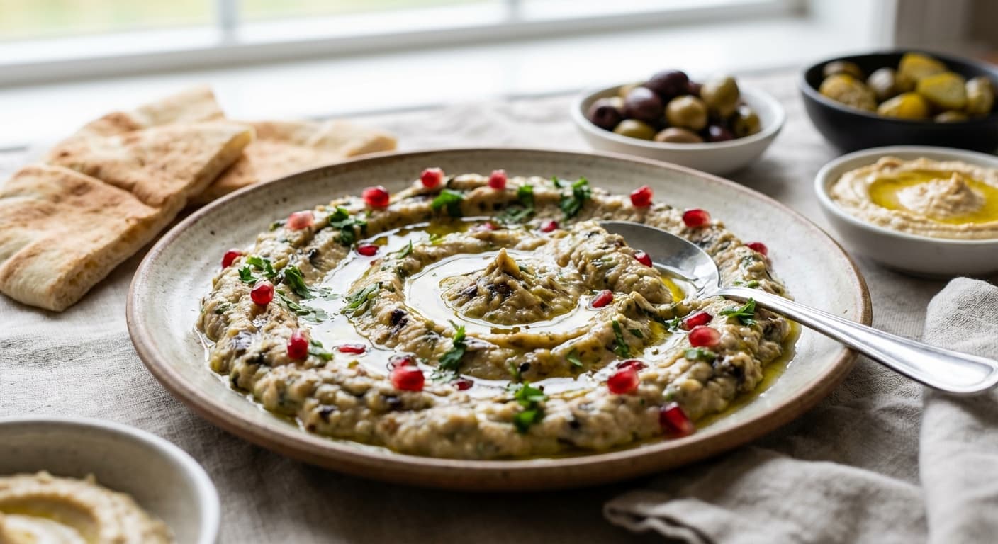Baba Ghanoush — Lebanese Smoky Eggplant Dip with Tahini - authentic lebanese recipe