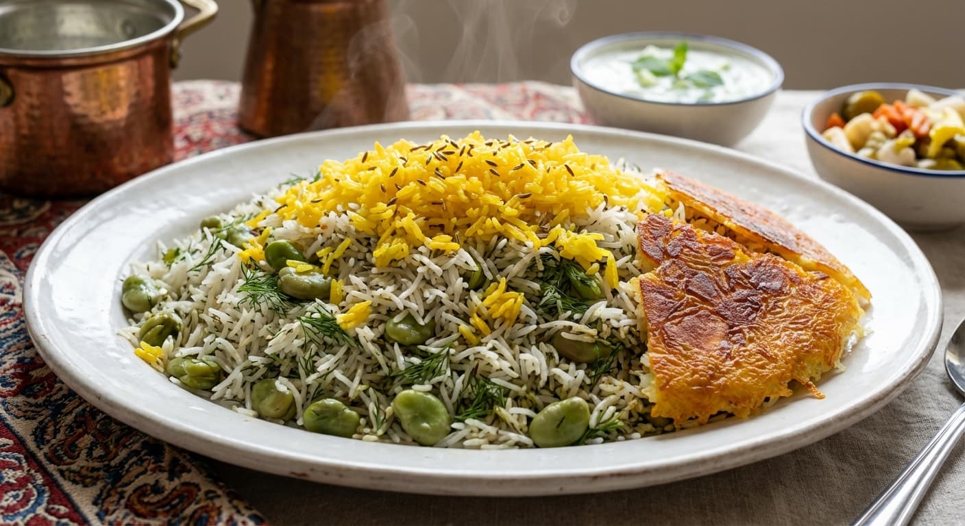 Baghali Polo — Persian Dill and Broad Bean Rice with Saffron - authentic persian recipe