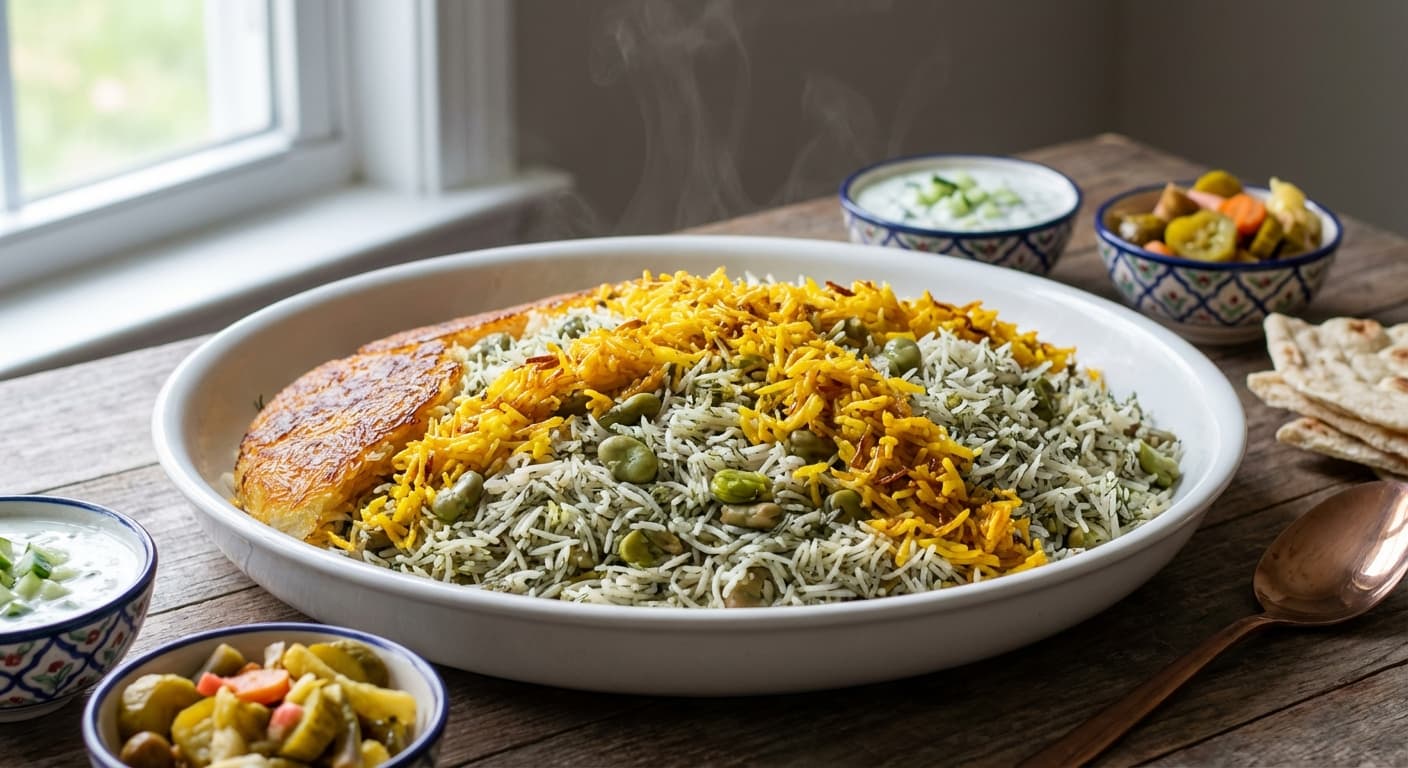 Baghali Polo — Persian Dill and Fava Bean Rice with Saffron - authentic persian recipe