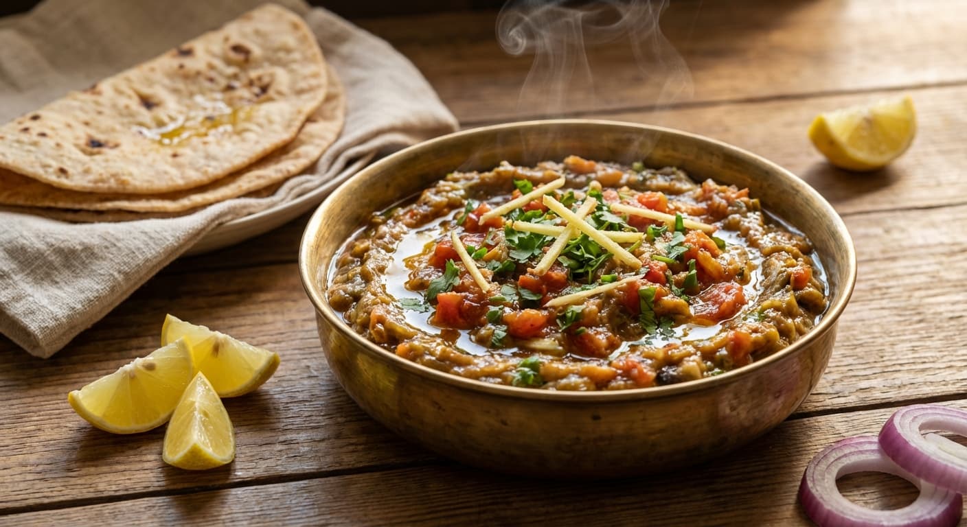 Baingan Bharta — Indian Smoky Roasted Eggplant Mash - authentic indian recipe