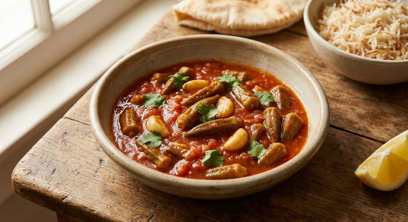Bamya bil Zeit — Lebanese Okra Braised in Olive Oil with Tomato - authentic lebanese recipe
