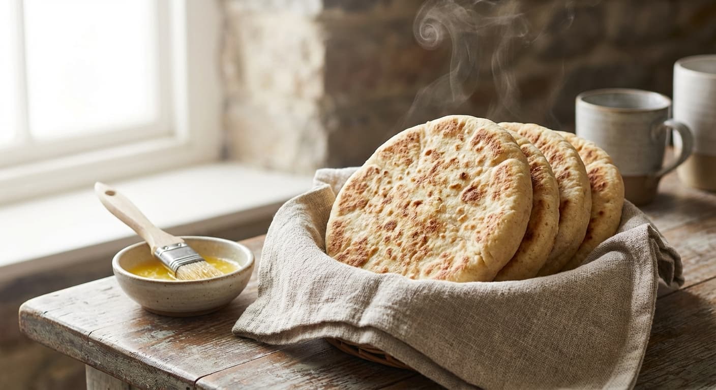 Bazlama — Fluffy Turkish village flatbread cooked on a griddle - authentic turkish recipe