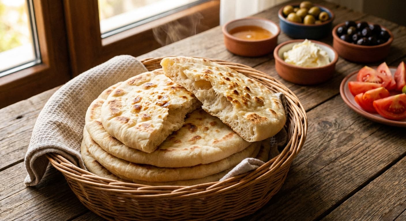 Bazlama — Puffy Turkish Village Flatbread Cooked on a Saj - authentic turkish recipe
