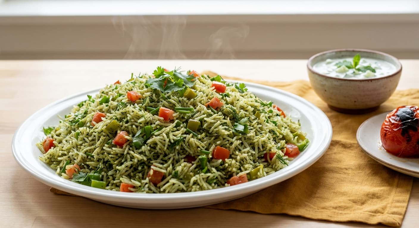 Beranj Sabz — Persian-Style Green Herb Rice - authentic persian recipe