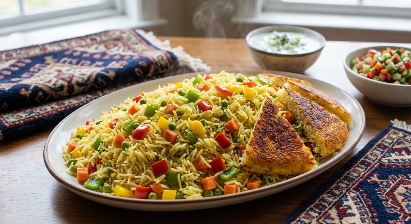 Mixed Vegetable Rice — Persian-Style Aromatic Pilaf - authentic persian recipe