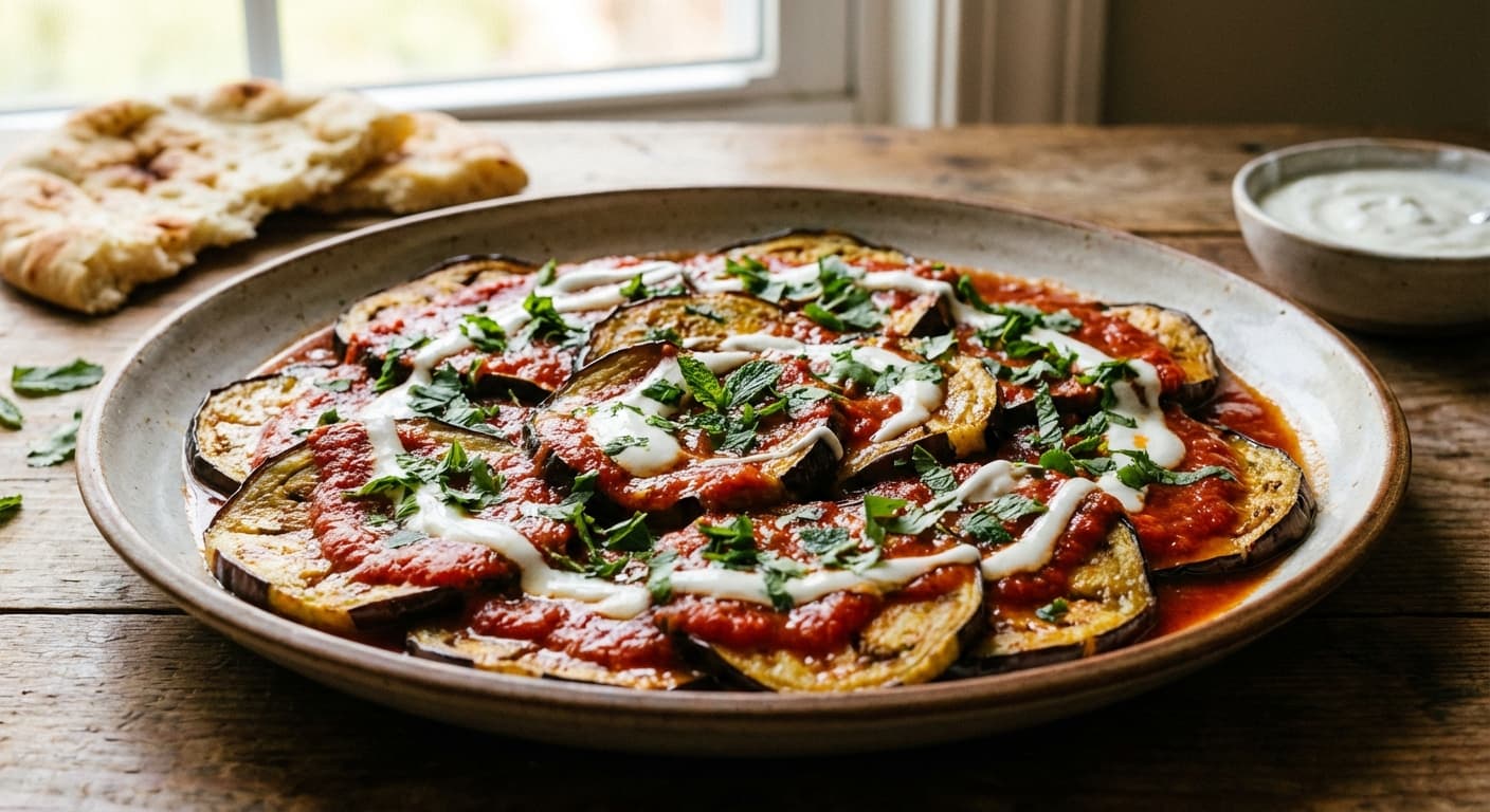 Borani Banjan — Afghan Eggplant with Yogurt and Tomato Sauce - authentic afghan recipe